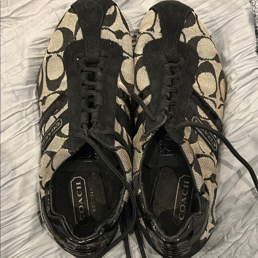 Coach Black and Gray Patterned Sneakers